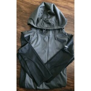 Nike Pro Dri Fit Women's 3/4 Zip Hoodie Jacket Medium Black Gray Hooded